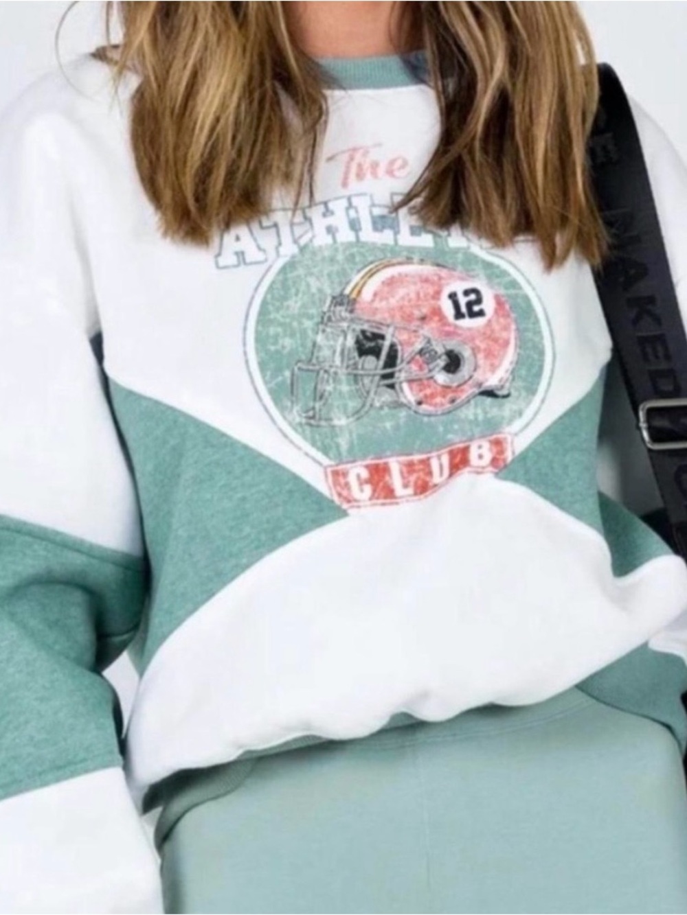 Princess Polly Sage Green Sweatshirt with White Tag